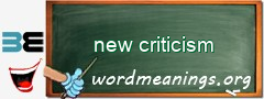 WordMeaning blackboard for new criticism